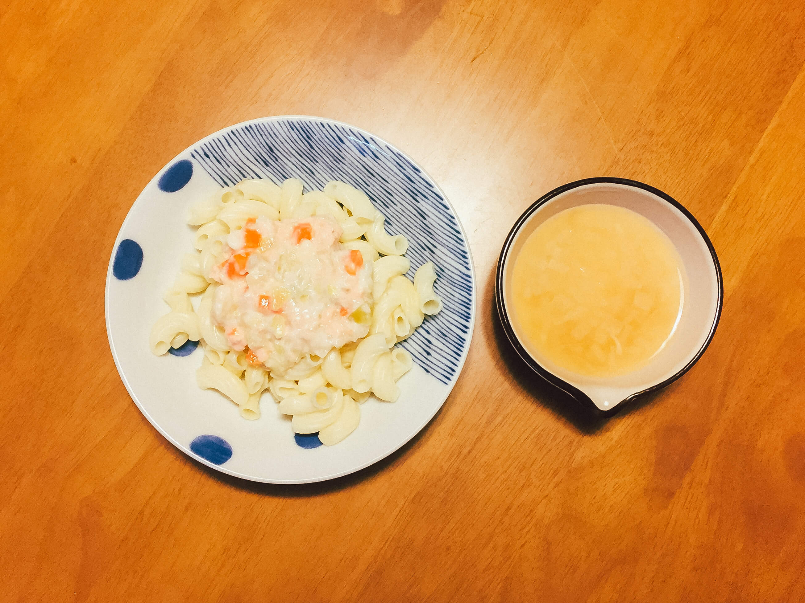 手づかみ期離乳食クリームパスタ